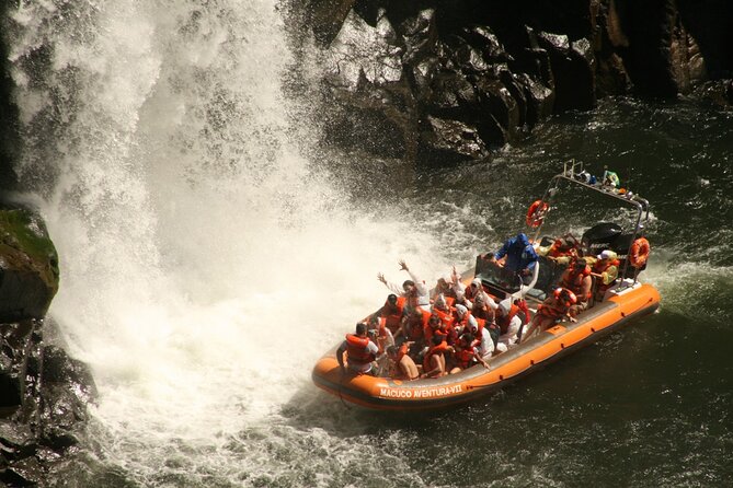 Brazilian Falls With Macuco Safari Boat - English, Spanish, and Portuguese support