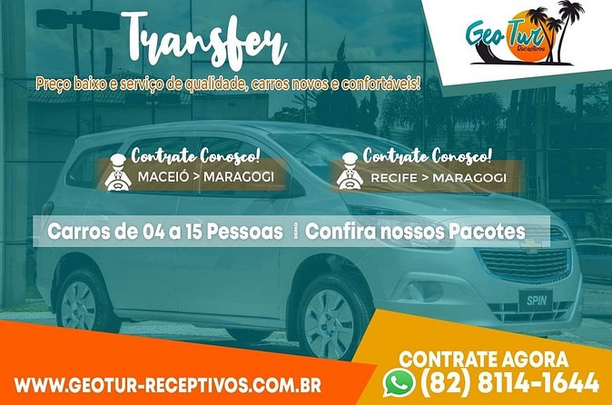 Private Transfer Maragogi to Recife from 01 to 06 Pax by Geo Tur Receptives - The Maragogi departure: simple, but confirm the address