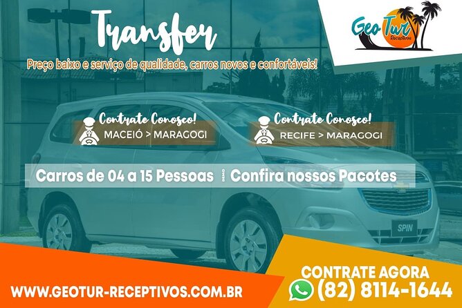 Private Transfer Maragogi to Recife from 01 to 06 Pax by Geo Tur Receptives - What the roughly two-hour journey is like