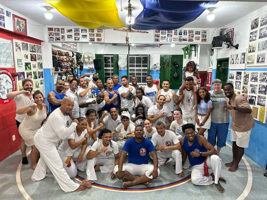 Salvador: Capoeira Class at Mestre Bimba's 1st Ever School. - Learning the ginga and basic movement