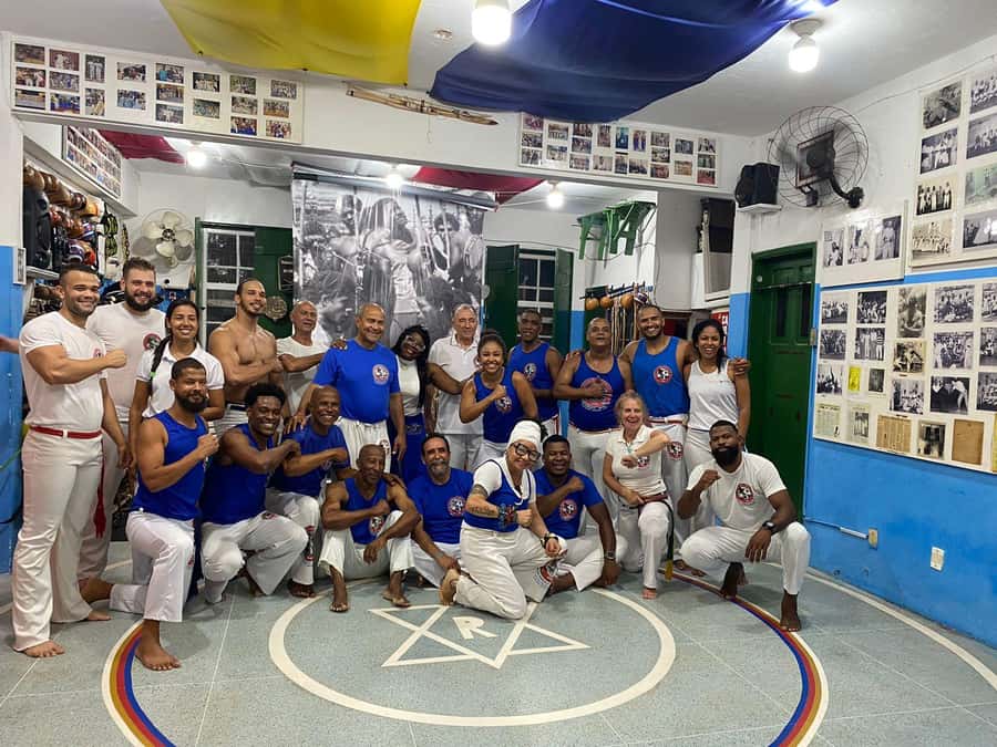 Salvador: Capoeira Class at Mestre Bimba's 1st Ever School. - Practicing attacks, defenses, and flow